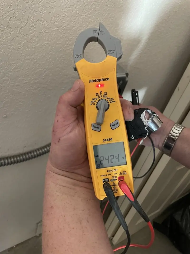 Voltage testing with clamp meter during Ceiling Fan Installation in Paradise Hills